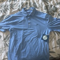 Photo of the blue polo shirt about to be appraised